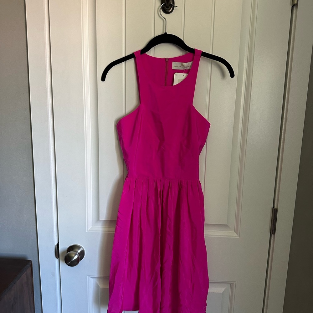 Amanda Uprichard Elle Dress XS Hot Pink Sleeveless Fit & Flare NWT